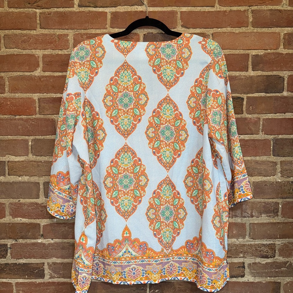 Cynthia Rowley Orange and Blue Patterned Tunic - Picture 2 of 5